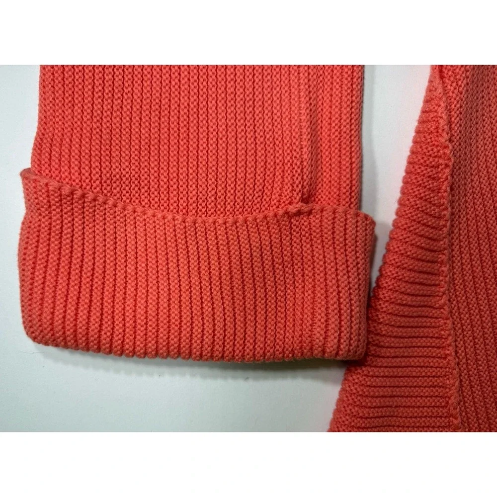 Free People La Brea Size Large‎ Oversized Pullover V-Neck Sweater Coral Orange - Picture 4 of 11